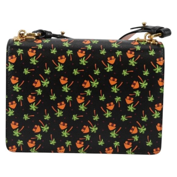 PRADA Shoulder Bag Leather Black Gold Auth - Picture 3 of 16